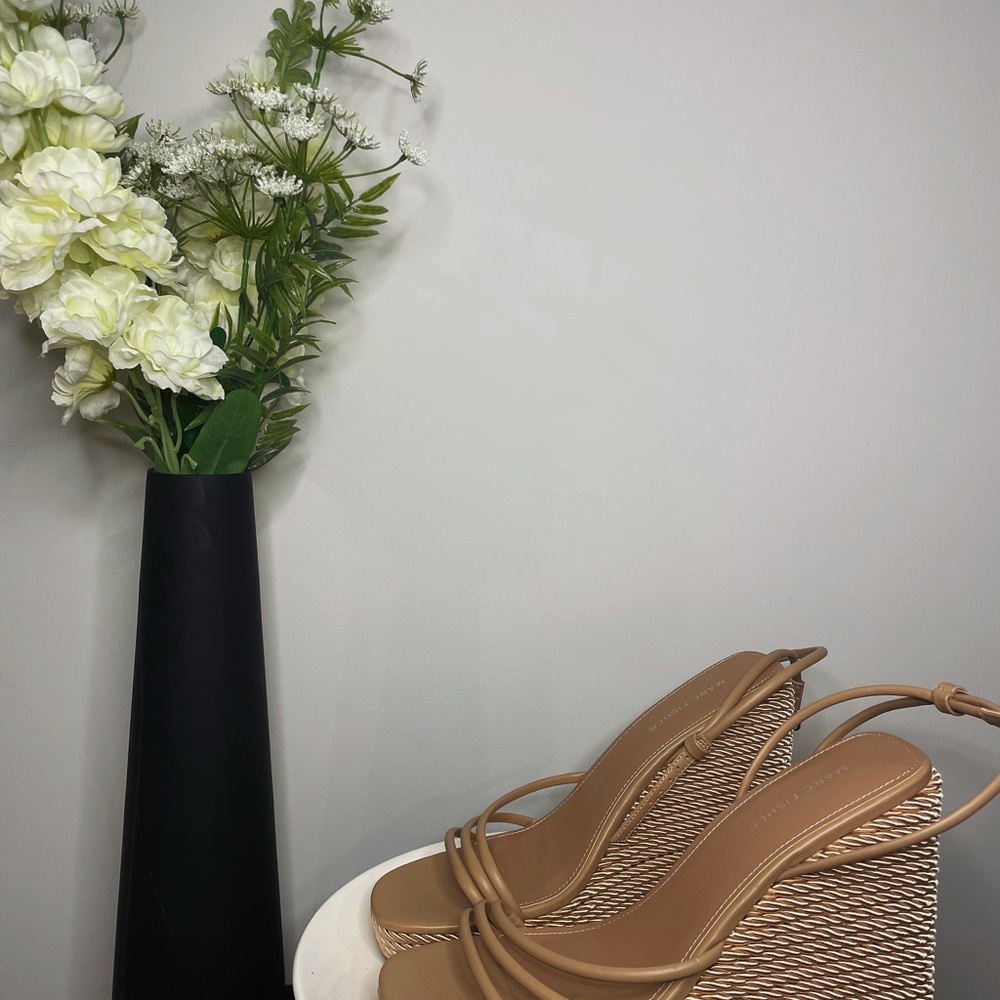 Marc Fisher Tan Espadrille Wedges Slingback